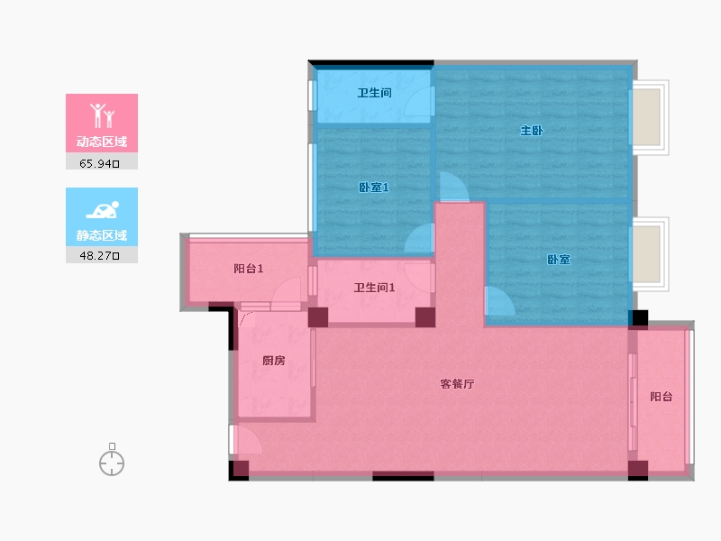 广西壮族自治区-河池市-金玉苑户型三-115.00-户型库-动静分区