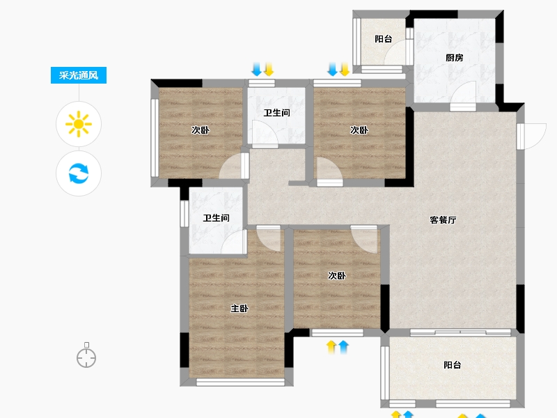 四川省-南充市-珑悦台-100.00-户型库-采光通风