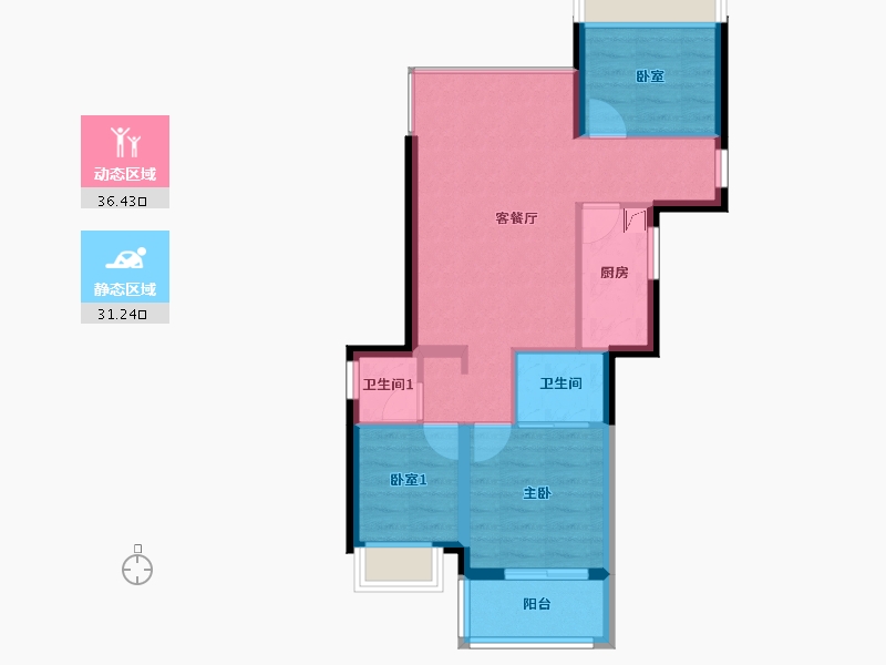 江苏省-徐州市-鱼先生社区-60.00-户型库-动静分区