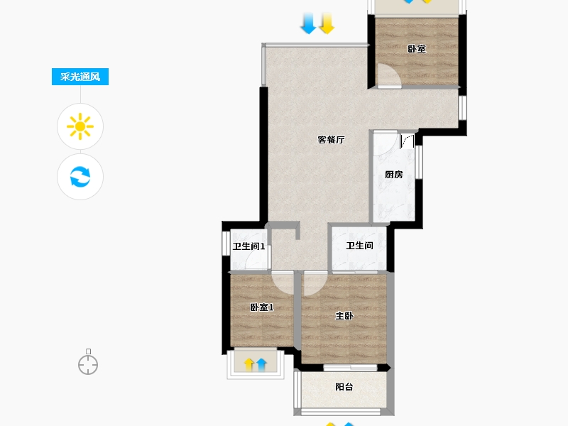 江苏省-徐州市-鱼先生社区-60.00-户型库-采光通风