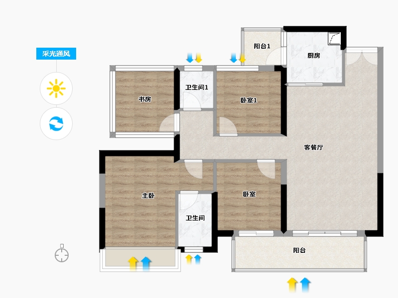 广西壮族自治区-南宁市-建工城-98.00-户型库-采光通风