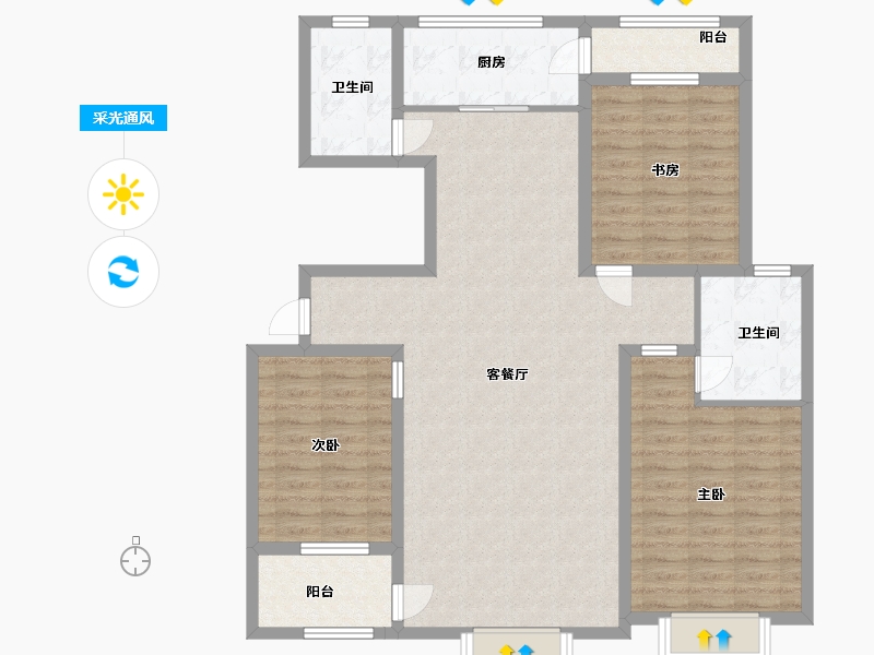 山东省-潍坊市-金源府邸-115.00-户型库-采光通风