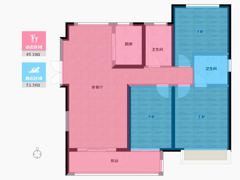 河南省-郑州市-华侨城-105.00-户型库-动静分区