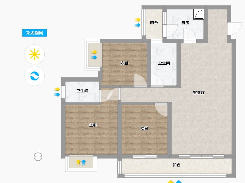 四川省-绵阳市-南城誉峰-93.00-户型库-采光通风