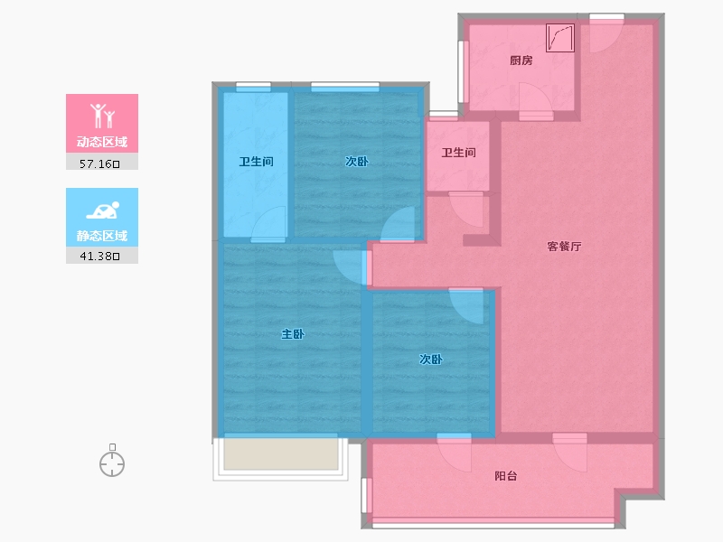 河南省-驻马店市-碧桂园・清月湾-89.99-户型库-动静分区