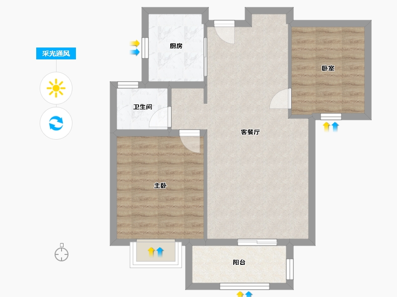 天津-天津市-复地湖滨广场-65.00-户型库-采光通风