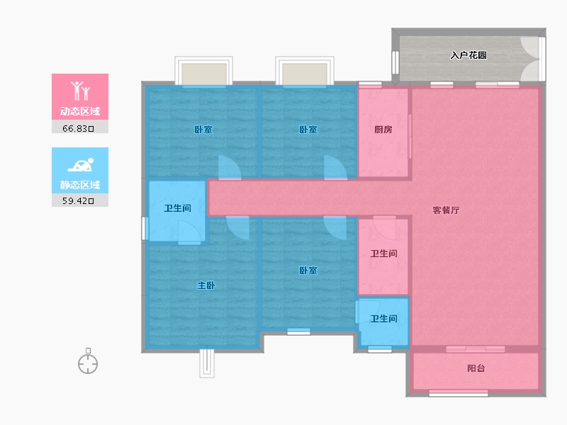 广西壮族自治区-河池市-中央城3井R户型-142.00-户型库-动静分区