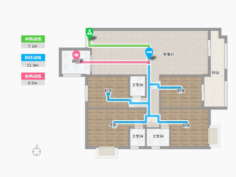 广西壮族自治区-河池市-中央城3井Q户型-143.00-户型库-动静线