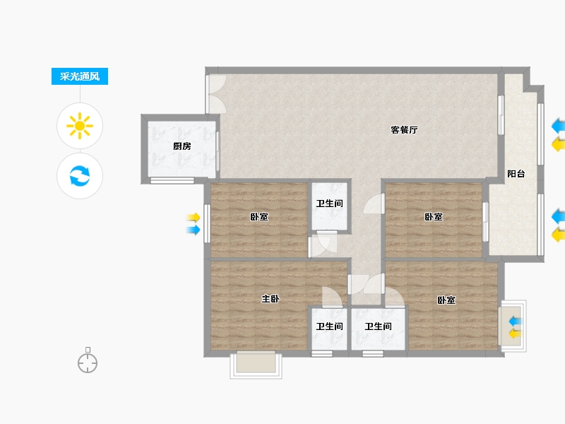 广西壮族自治区-河池市-中央城3井Q户型-143.00-户型库-采光通风