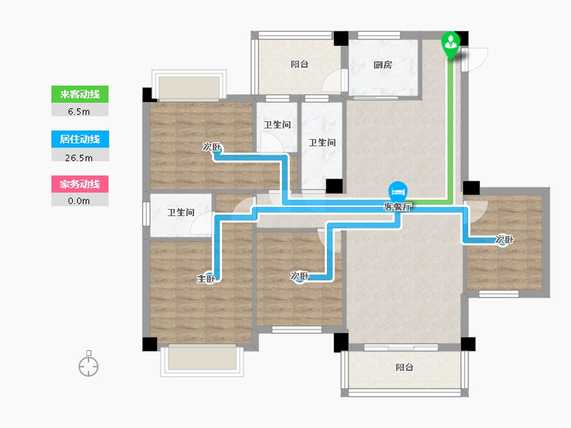 广西壮族自治区-河池市-中央城6井P户型-123.00-户型库-动静线