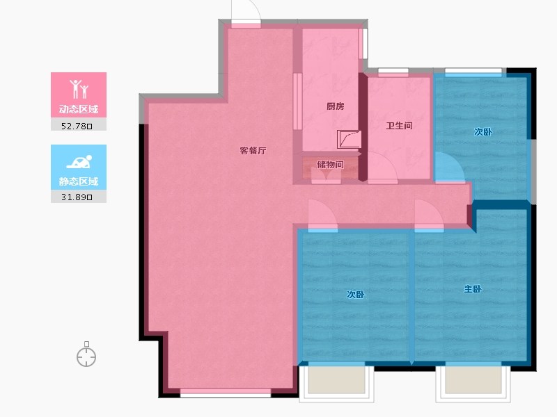 内蒙古自治区-呼和浩特市-东河御府-81.00-户型库-动静分区