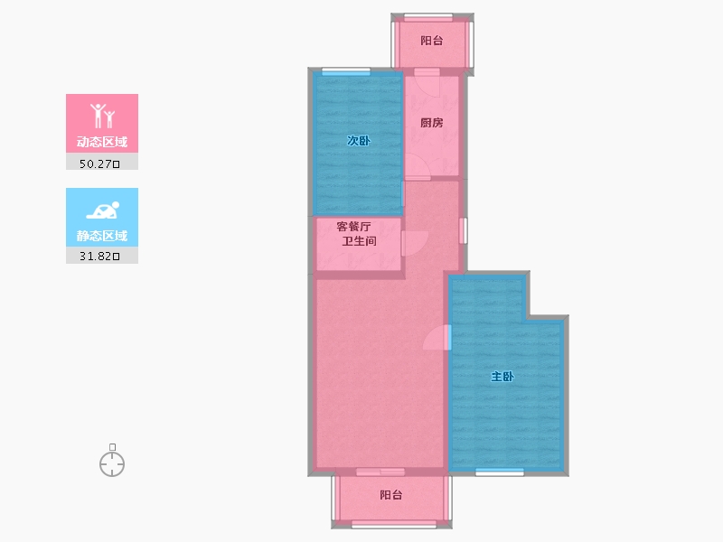 北京-北京市-风雅园三区-76.00-户型库-动静分区