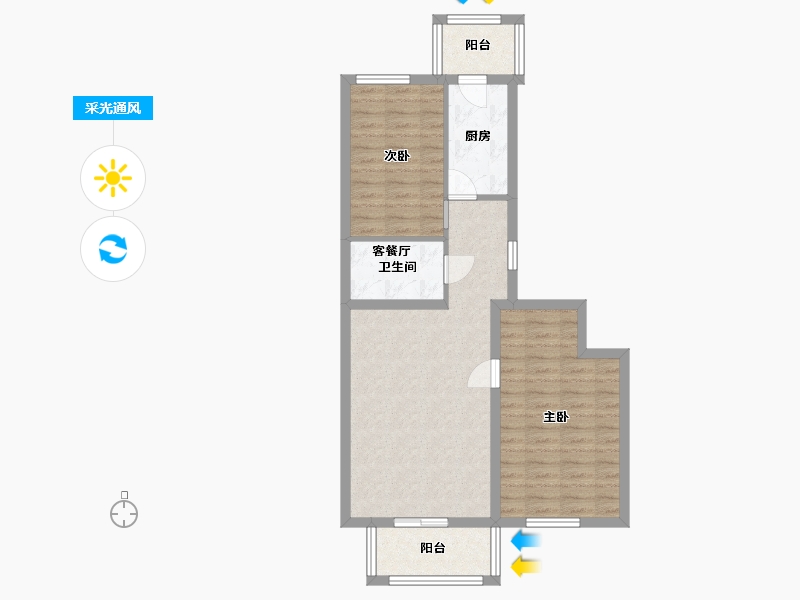 北京-北京市-风雅园三区-76.00-户型库-采光通风