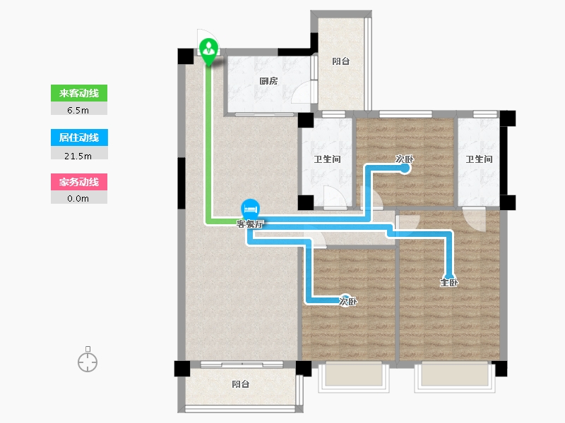 广西壮族自治区-河池市-中央城1井J户型-153.00-户型库-动静线