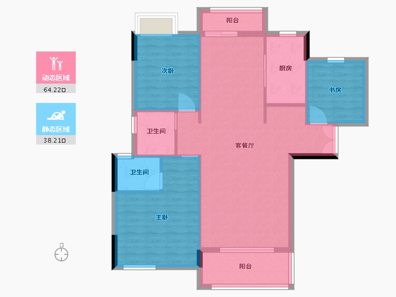 湖北省-孝感市-汉川市银湖国际三期-98.00-户型库-动静分区