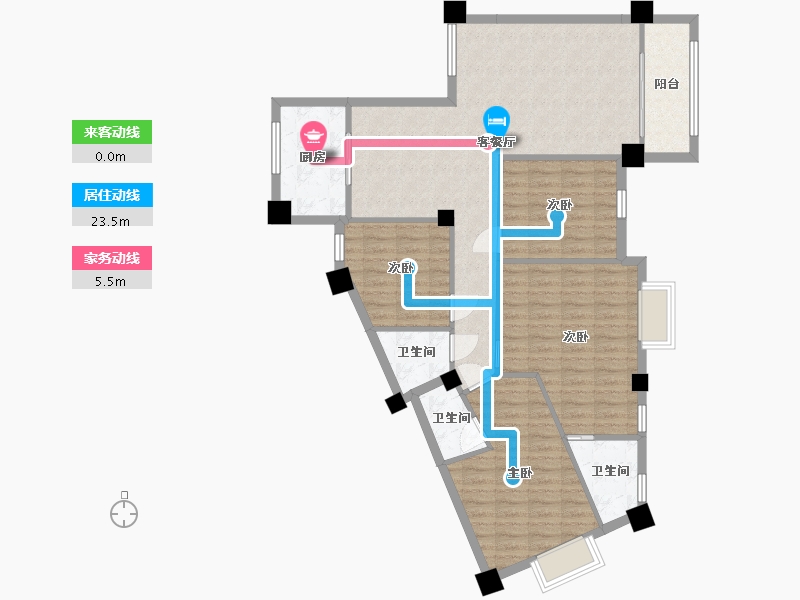 广西壮族自治区-河池市-中央城5井G户型-131.00-户型库-动静线