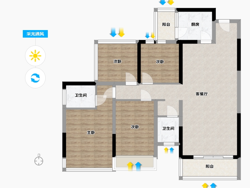 广西壮族自治区-钦州市-益海现代豪庭-103.17-户型库-采光通风