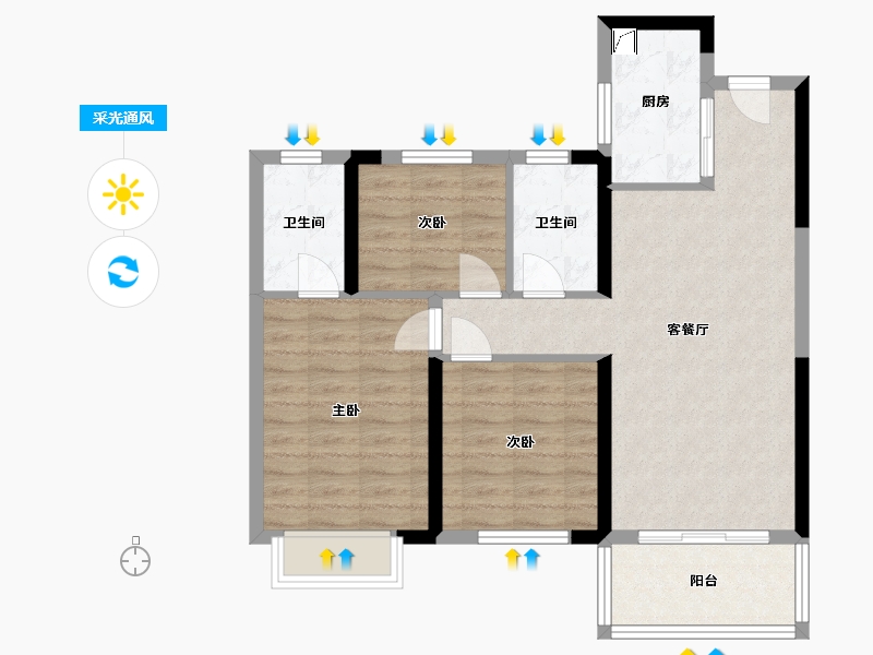 湖南省-湘潭市-湘江保利时代-108.00-户型库-采光通风