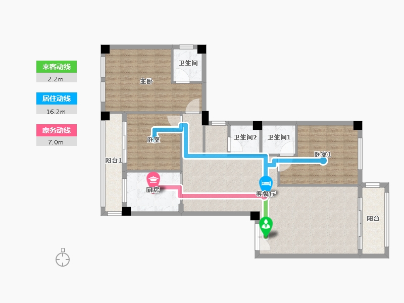 广西壮族自治区-河池市-中央城6井A户型-125.00-户型库-动静线