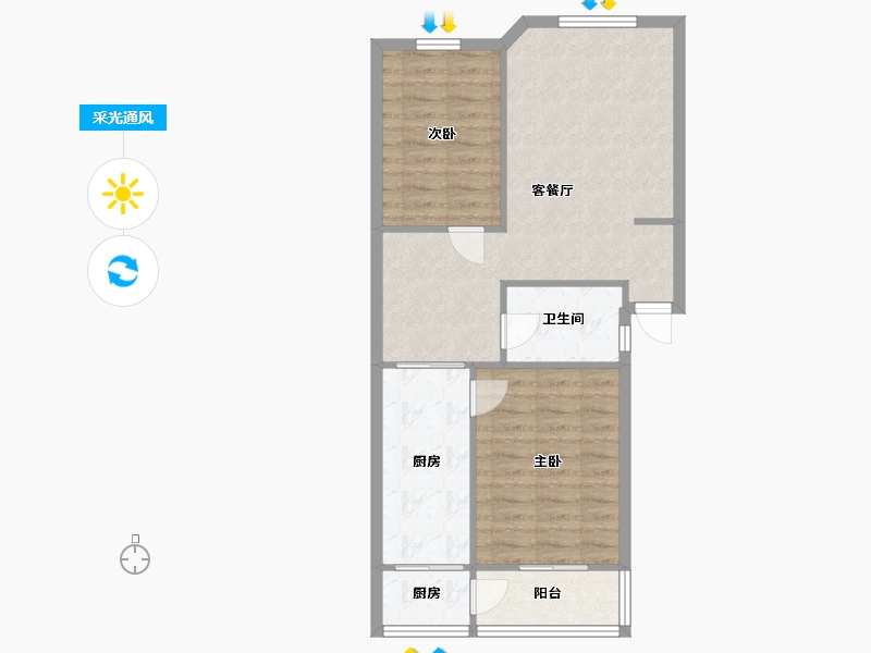 陕西省-西安市-长力小区-75.00-户型库-采光通风