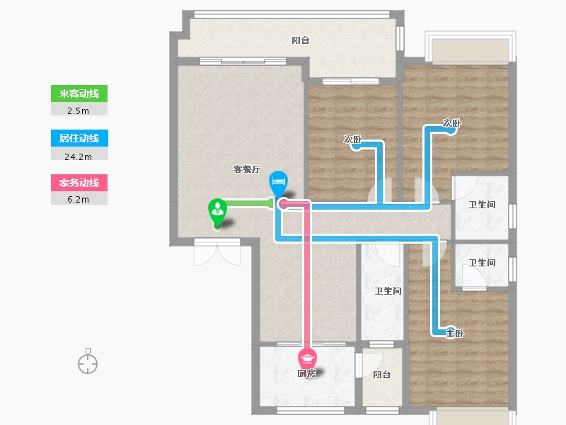 广西壮族自治区-河池市-中央城2井Q户型-122.00-户型库-动静线