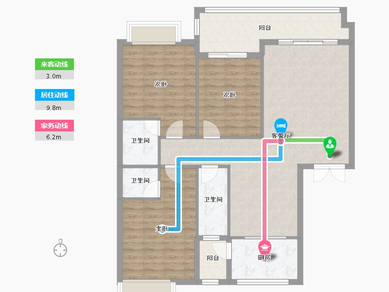 广西壮族自治区-河池市-中央城2井P户型-122.06-户型库-动静线