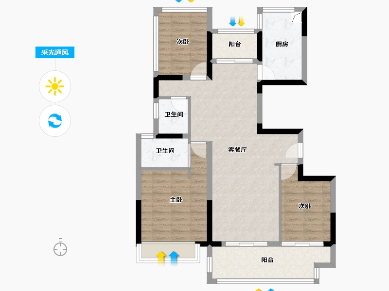 广东省-汕头市-雍颐湾-82.00-户型库-采光通风