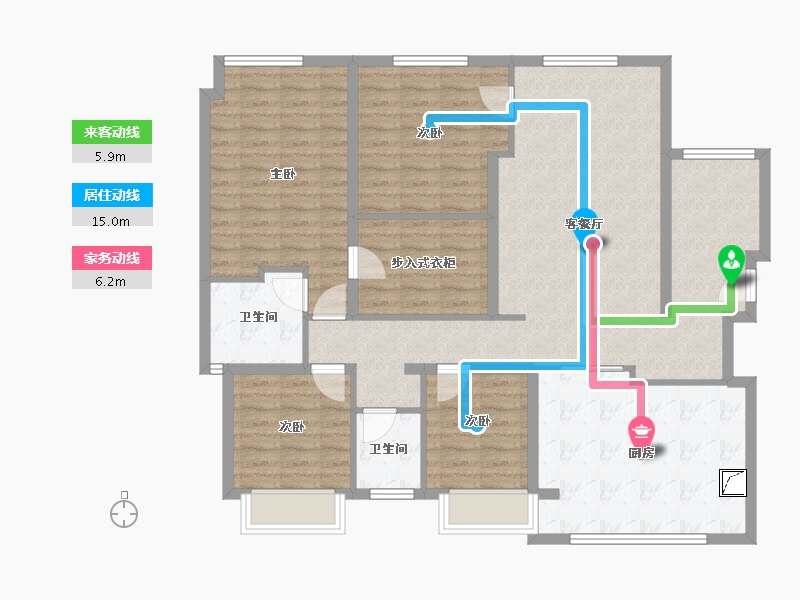 贵州省-毕节市-香蜜欧城2期-107.00-户型库-动静线