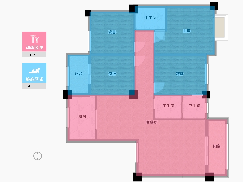 广西壮族自治区-河池市-中央城5井F户型-123.00-户型库-动静分区