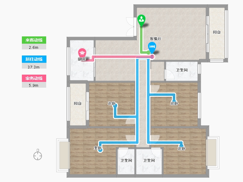 广西壮族自治区-河池市-中央城3井N户型-150.00-户型库-动静线