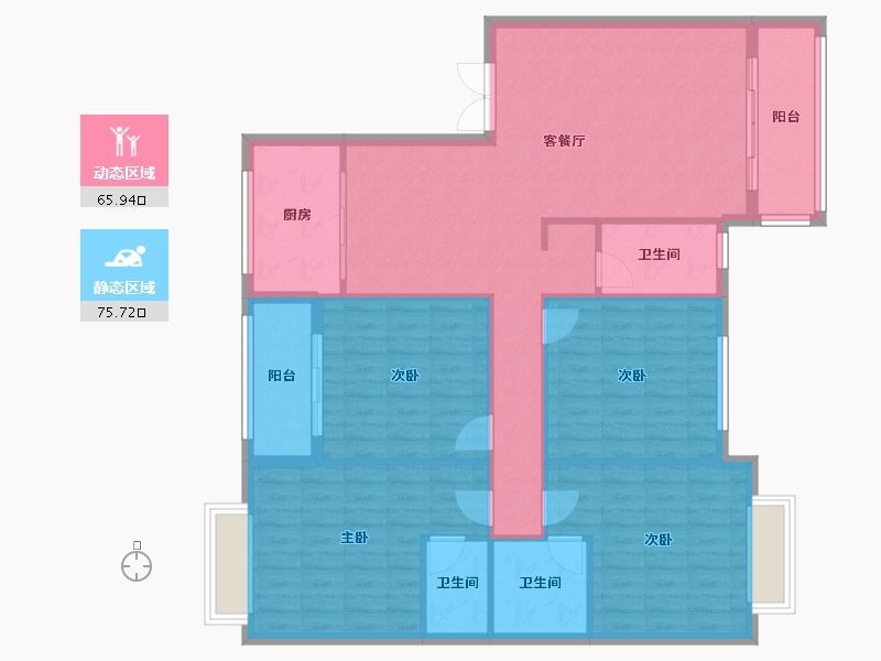 广西壮族自治区-河池市-中央城3井N户型-150.00-户型库-动静分区