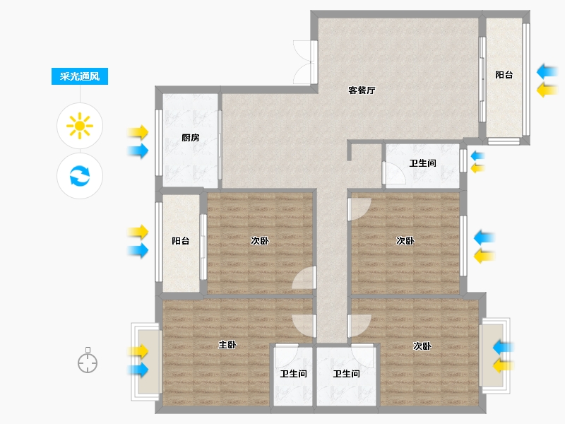 广西壮族自治区-河池市-中央城3井N户型-150.00-户型库-采光通风