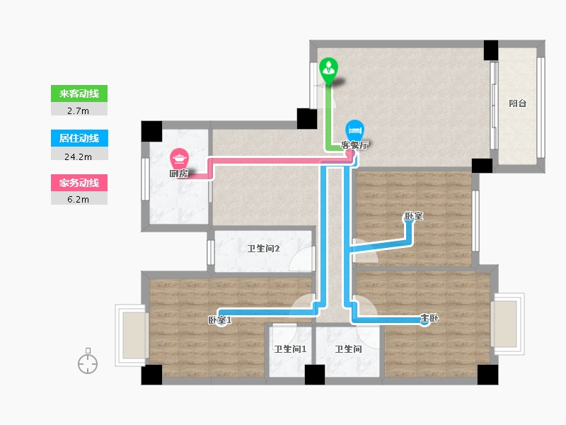 广西壮族自治区-河池市-中央城6井B户型-115.00-户型库-动静线