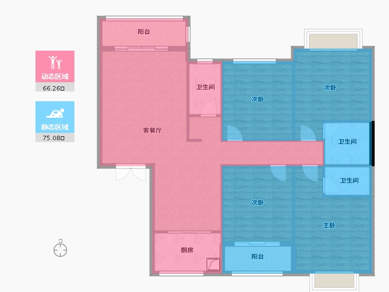 广西壮族自治区-河池市-中央城2井N户型-152.50-户型库-动静分区