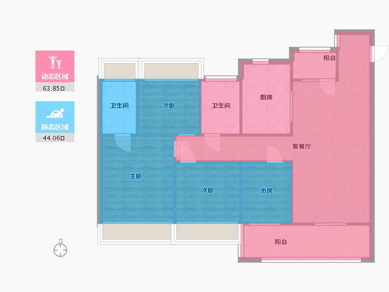 湖北省-武汉市-金茂华发国际社区-107.00-户型库-动静分区