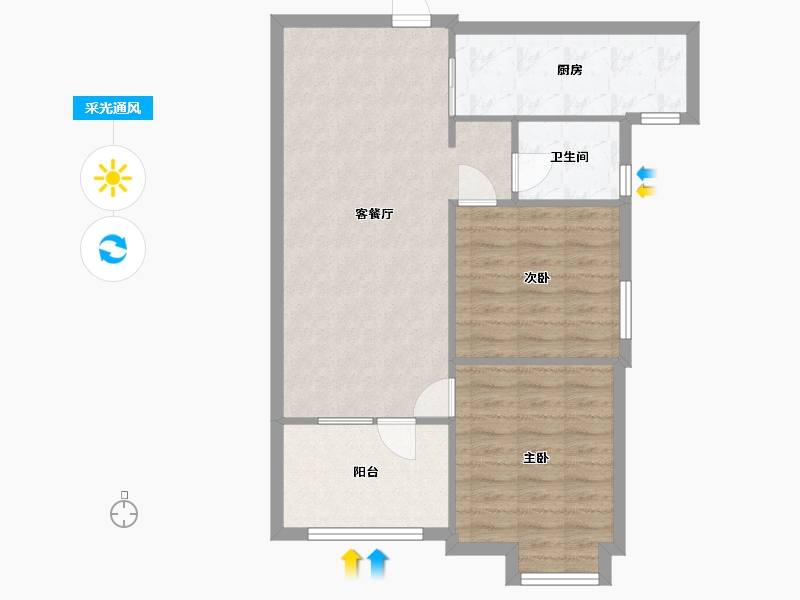 湖北省-襄阳市-万景三号院-70.01-户型库-采光通风