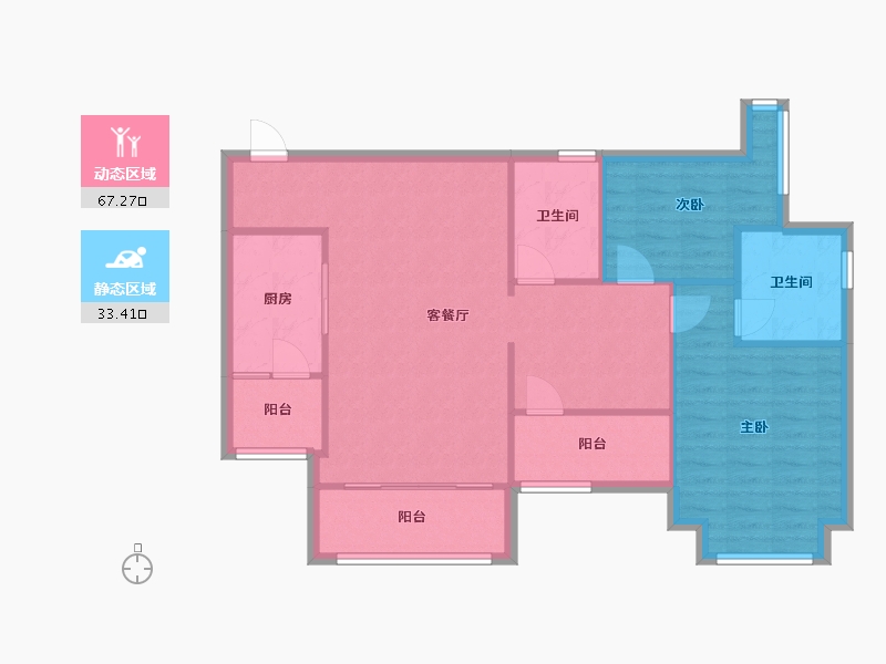 重庆-重庆市-上城中央-85.00-户型库-动静分区