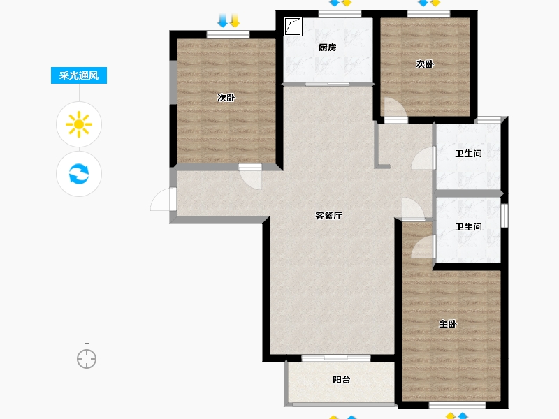 山西省-太原市-广电新景-120.00-户型库-采光通风