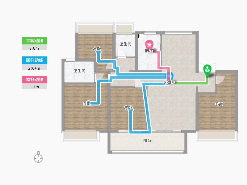 安徽省-蚌埠市-中南观淮府-128.00-户型库-动静线