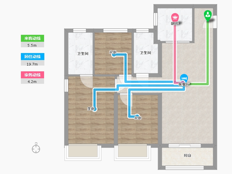 山东省-青岛市-盟旺世家二期-73.00-户型库-动静线