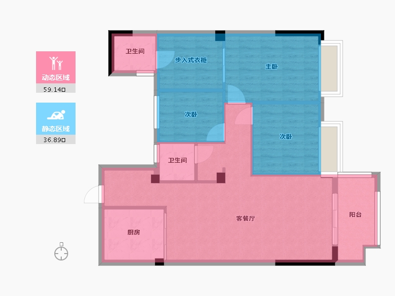 福建省-南平市-新城中心澜庭-87.00-户型库-动静分区