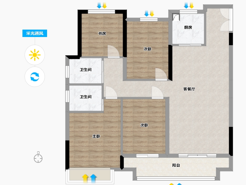 贵州省-毕节市-华荣城-108.00-户型库-采光通风