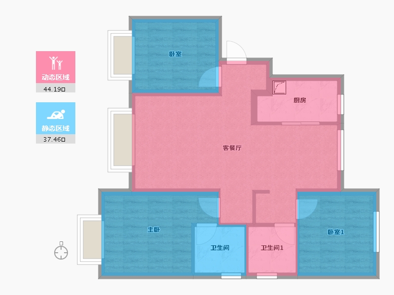 天津-天津市-招商果岭-82.60-户型库-动静分区