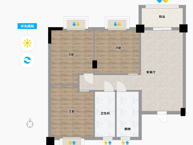 广西壮族自治区-玉林市-江岸经济适用房-86.00-户型库-采光通风