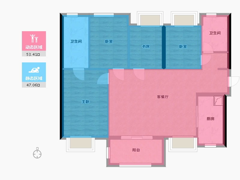 广东省-广州市-越秀TOD星汇城-90.00-户型库-动静分区