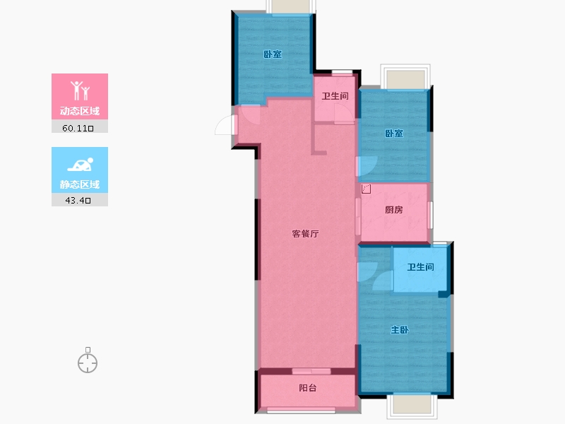 湖北省-武汉市-汉阳印象-93.00-户型库-动静分区