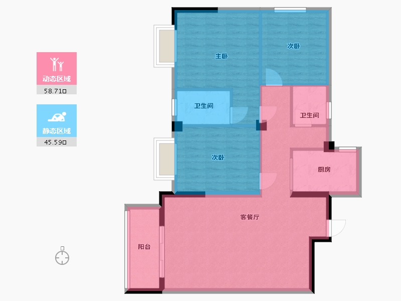 湖北省-宜昌市-龙城御都-99.00-户型库-动静分区