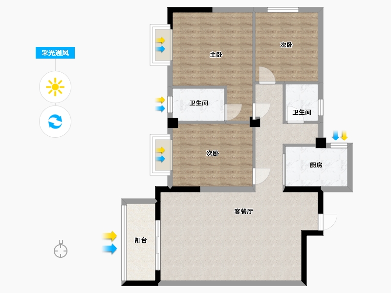 湖北省-宜昌市-龙城御都-99.00-户型库-采光通风