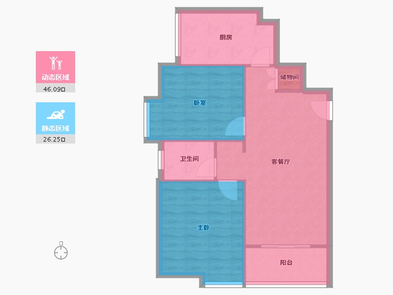 浙江省-温州市-墨斗小区-60.00-户型库-动静分区