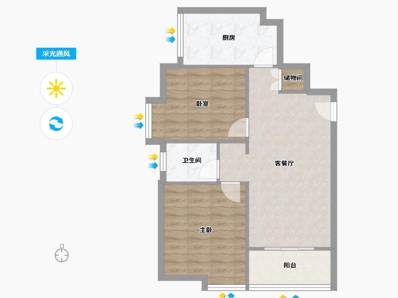 浙江省-温州市-墨斗小区-60.00-户型库-采光通风